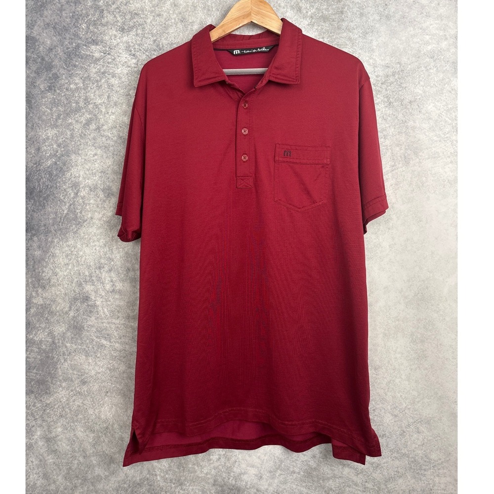 Travis Mathew Men's Button Down Burgundy Performance Polo Size XL